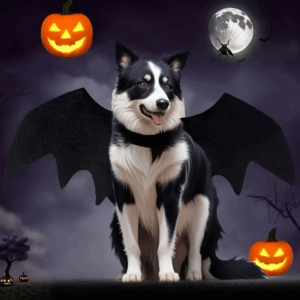 : Disfraz de Halloween para perro – alas de murciélago negro.
