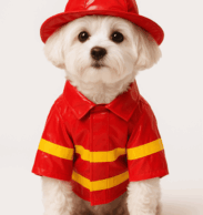 disfraz de bombero para perros, traje de bombero para mascotas, ropa roja con franjas amarillas para perros
