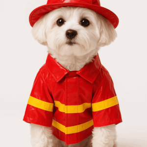 disfraz de bombero para perros, traje de bombero para mascotas, ropa roja con franjas amarillas para perros